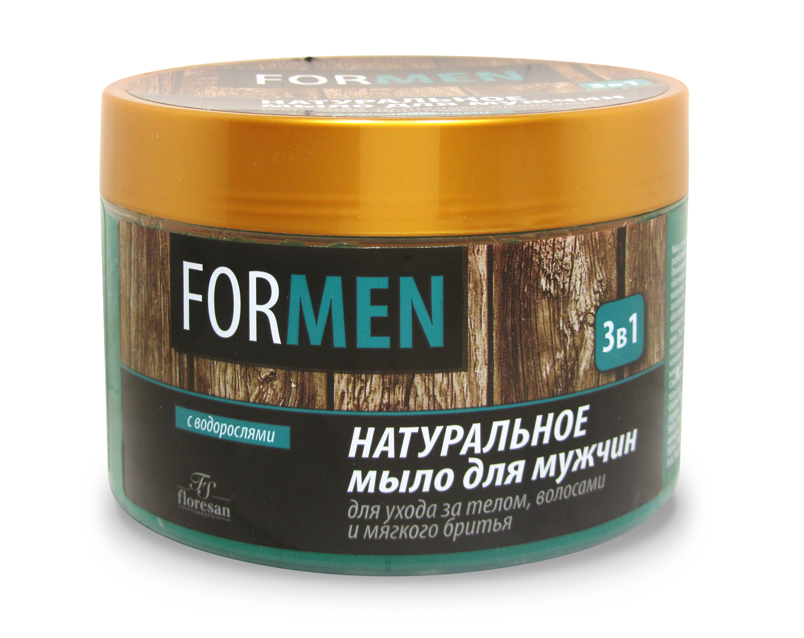 Натуральное мыло для мужчин для ухода за телом, волосами и мягкого бритья, Флоресан, 450 г