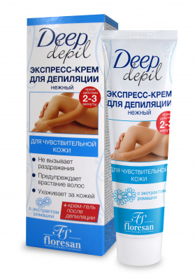 Нежный экспресс-крем для мягкого удаления волос для чувствительной кожи, Deep Depil, Флоресан, 75 мл